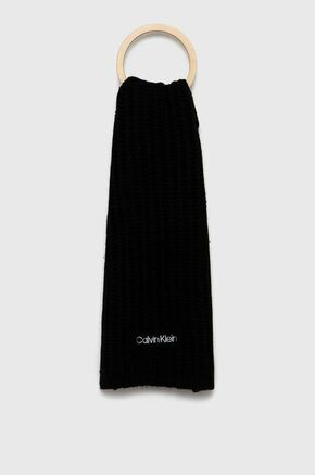 Kratki šal s primjesom vune Calvin Klein boja: crna - crna. Šal iz kolekcije Calvin Klein. Model izrađen od debele pletenine.