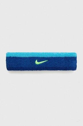 Traka za glavu Nike - plava. Traka za glavu iz kolekcije Nike. izrađen od elastičnog materijala ugodnog za kožu.