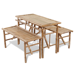 vidaXL Sklopivi set od bambusovog drveta - pivski stol i 2 klupe