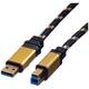 Roline USB kabel USB 3.2 gen. 1 (USB 3.0) USB-A utikač, USB-B utikač 0.80 m crna, zlatna dvostruko zaštićen, pozlaćeni kontakti 11.02.8900