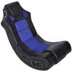 vidaXL Crno-plava stolica za ljuljanje od umjetne kože s audio