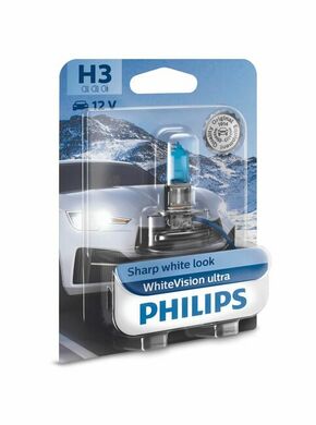 Philips WhiteVision Ultra (12V) - do 60% više svjetla - do 35% bjelije (4200K)Philips WhiteVision Ultra (12V) - up to 60% more light - up to 35% - H3 H3-WVUL-1
