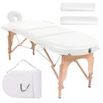 vidaXL Sklopivi masažni stol debljine 10 cm s 2 ovalna jastučića bijeli