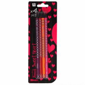 Spirit: Sweet Heart HB grafitne olovke sa gumicom 4kom