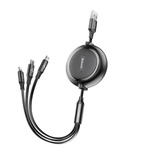 Baseus Golden Loop 3in1 USB-A/microUSB - Lightning - USB-C Cable 3.5A 35cm-120cm black
