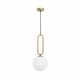 NOVA LUCE 9191201 | Grus Nova Luce visilice svjetiljka s mogućnošću skraćivanja kabla 1x E27 mesing, opal