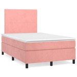 Krevet box spring s madracem LED ružičasti 120x190cm baršunasti