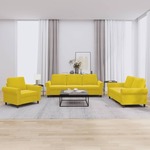 3-dijelni set sofa s jastucima žuti baršunasti