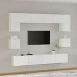 8-dijelni set TV ormarića bijeliod konstruiranog drva