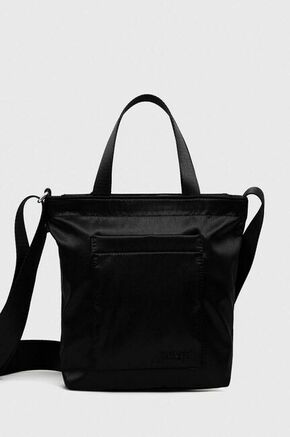 Torba Levi's boja: crna - crna. Mala torba iz kolekcije Levi's. na kopčanje model izrađen od tekstilnog materijala. Izuzetno mekani materijal.
