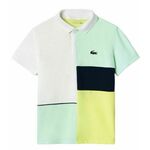 Majica za dječake Lacoste Recycled Pique Knit Tennis Polo Shirt - white/green/flashy yellow/navy blue