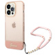 Guess GUHCP14LHGCOHP Apple iPhone 14 Pro pink hardcase Translucent Pearl Strap