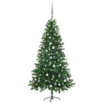 vidaXL Umjetno božićno drvce s LED svjetlima i kuglicama 150 cm zeleno