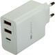 CANYON H-08 Universal 3xUSB AC charger (in wall) with over-voltage protection(1 USB-C with PD Quick Charger), Input 100V-240V, OutputUSB-A/5V-2.4A+USB-C/PD30W, with Smart IC, White Glossy Color+ orang CNE-CHA08W CNE-CHA08W