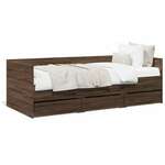 Dnevni krevet s ladicama smeđa boja hrasta 100 x 200 cm drveni
