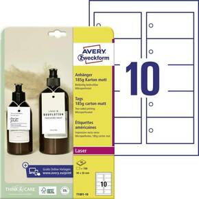 Avery-Zweckform T1001-10 etikete (A4) 90 x 50 mm kartonska kutija bijela 100 St. neljepljivo #####Anhänger-Etiketten