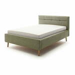 Zeleni tapecirani bračni krevet s prostorom za odlaganje s podnicom 140x200 cm Lotte - Meise Möbel