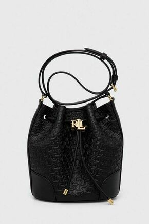 Kožna torba Lauren Ralph Lauren boja: crna - crna. Srednje veličine torba iz kolekcije Lauren Ralph Lauren. Model na kopčanje