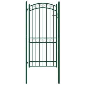 Vrata za ogradu s lučnim vrhom čelična 100 x 200 cm zelena