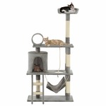vidaXL Penjalica za mačke sa stupovima za grebanje od sisala 140 cm siva
