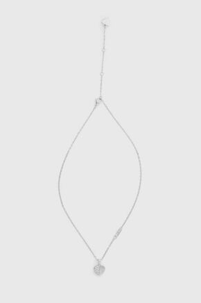 Ogrlica Guess - srebrna. Ogrlica iz kolekcije Guess. Model s ukrasnima od cirkona izrađen od metala.