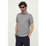 Polo majica Tommy Hilfiger za muškarce, boja: siva, glatki model - siva. Polo majica iz kolekcije Tommy Hilfiger. Model izrađen od tanke, elastične pletenine.