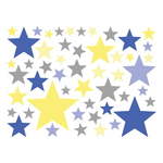 Set od 50 zidnih samoljepljivih naljepnica Ambiance Stars Blue and Yellow