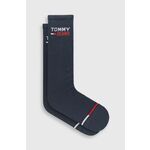Čarape Tommy Jeans boja: tamno plava - mornarsko plava. Visoke čarape iz kolekcije Tommy Jeans. Model izrađen od elastičnog materijala. U setu dva para.