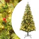 vidaXL Božićno drvce s LED svjetlima i češerima zeleno 225 cm PVC i PE