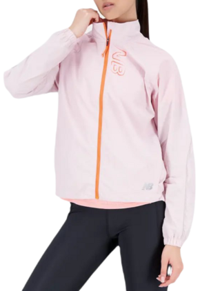 Ženska jakna za tenis New Balance Printed Impact Run Light Pack Jacket - stone pink