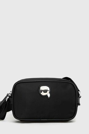 Torba Karl Lagerfeld boja: crna - crna. Mala torba iz kolekcije Karl Lagerfeld. na kopčanje model izrađen od tekstilnog materijala.