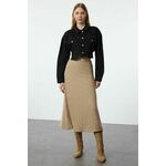 Trendyol Mink High Waist Flared Form Midi Length Soft Knitted Skirt smeđa
