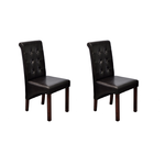 vidaXL Set dvije smeđe klasične blagovaonske stolice od eko-kože