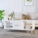 Stolić za kavu sjajni bijeli 102 x 50 x 40 cm konstruirano drvo
