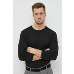 Majica dugih rukava Lacoste za muškarce, boja: crna, jednobojni model - crna. Majica dugih rukava iz kolekcije Lacoste. Model izrađen od tanke, elastične pletenine.
