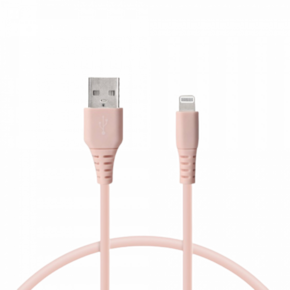 KSIX kabel za prijenos podataka Soft USB-A na lightning 1.0m rozi
