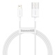 Baseus Superior Series kabel USB na Lightning, 2.4A, 1m (bijeli) (paket od 5 komada)