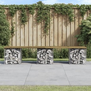 VidaXL Vrtna klupa s gabionskim dizajnom 203 x 44 x 42 cm od borovine