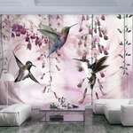 Samoljepljiva foto tapeta - Flying Hummingbirds (Pink) 392x280