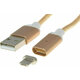 PremiumCord Magnetic microUSB Charging Cable Gold Zlatna 1 m USB kabel