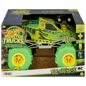 Hot Wheels: Monster Trucks - RC daljinski upravljani auto koji svijetli u mraku Gunkster 18cm - Mattel