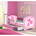 Dječji krevet ACMA s motivom, bočna roza + ladica 140x70 07 Pink Fairy