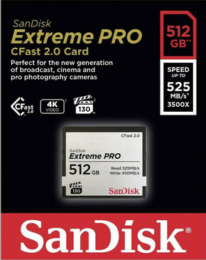 SanDisk CFAST 2.0 512 GB Extreme Pro (525 MB/s VPG130)