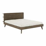 Smeđi bračni krevet s podnicom 160x200 cm Retreat - Karup Design