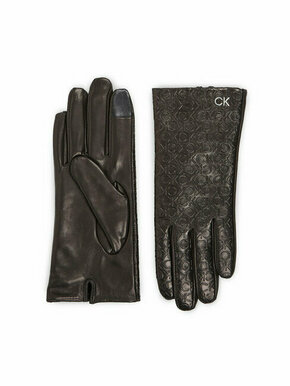 Ženske rukavice Calvin Klein Re-Lock Emb/Deb Leather Gloves K60K611165 Ck Black BAX
