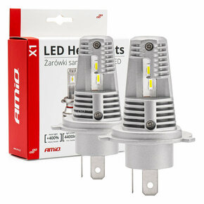 AMiO X1 Series H4 LED Headlight žarulje - do 175% više svjetla - 6500KAMiO X1 Series H4 LED Headlight bulbs - up to 175% more light - 6500K H4-X1-02965