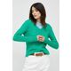 Pamučni pulover Polo Ralph Lauren za žene, boja: zelena, lagani - zelena. Pulover iz kolekcije Polo Ralph Lauren. Model s V izrezom, izrađen od glatke pletenine.