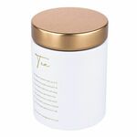 Altom Design okrugla bijela mat limenka sa zlatnim poklopcem 11x11x15 cm dekor Tea - 0204018431