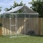 Vanjski kavez za pse s krovom srebrni 3 x 1 5 x 2 5 m čelični