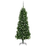 vidaXL Umjetno božićno drvce s LED svjetlima i kuglicama 240 cm zeleno